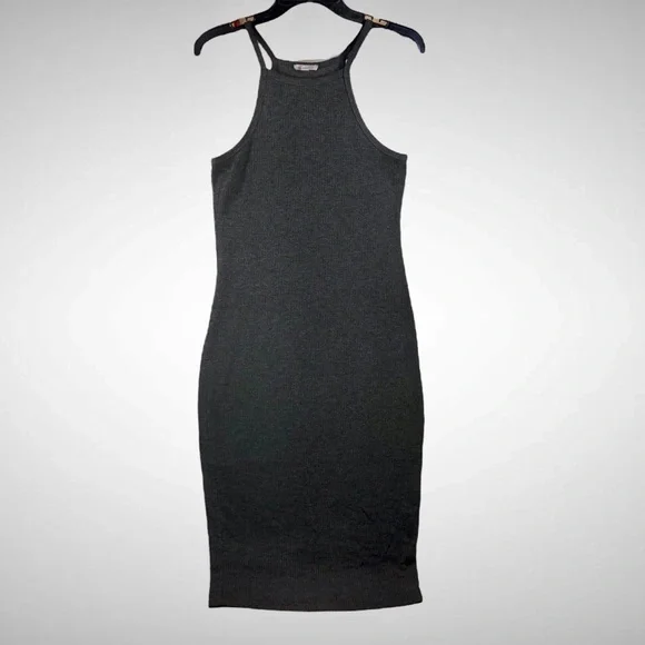 agaci bodycon dress a'gaci | Dresses | Agaci Charcoal Stretchy Ribbed Halter Dress Sz L